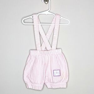 Vintage Camptown XO Valentine Seersucker Overall Suspender 2T